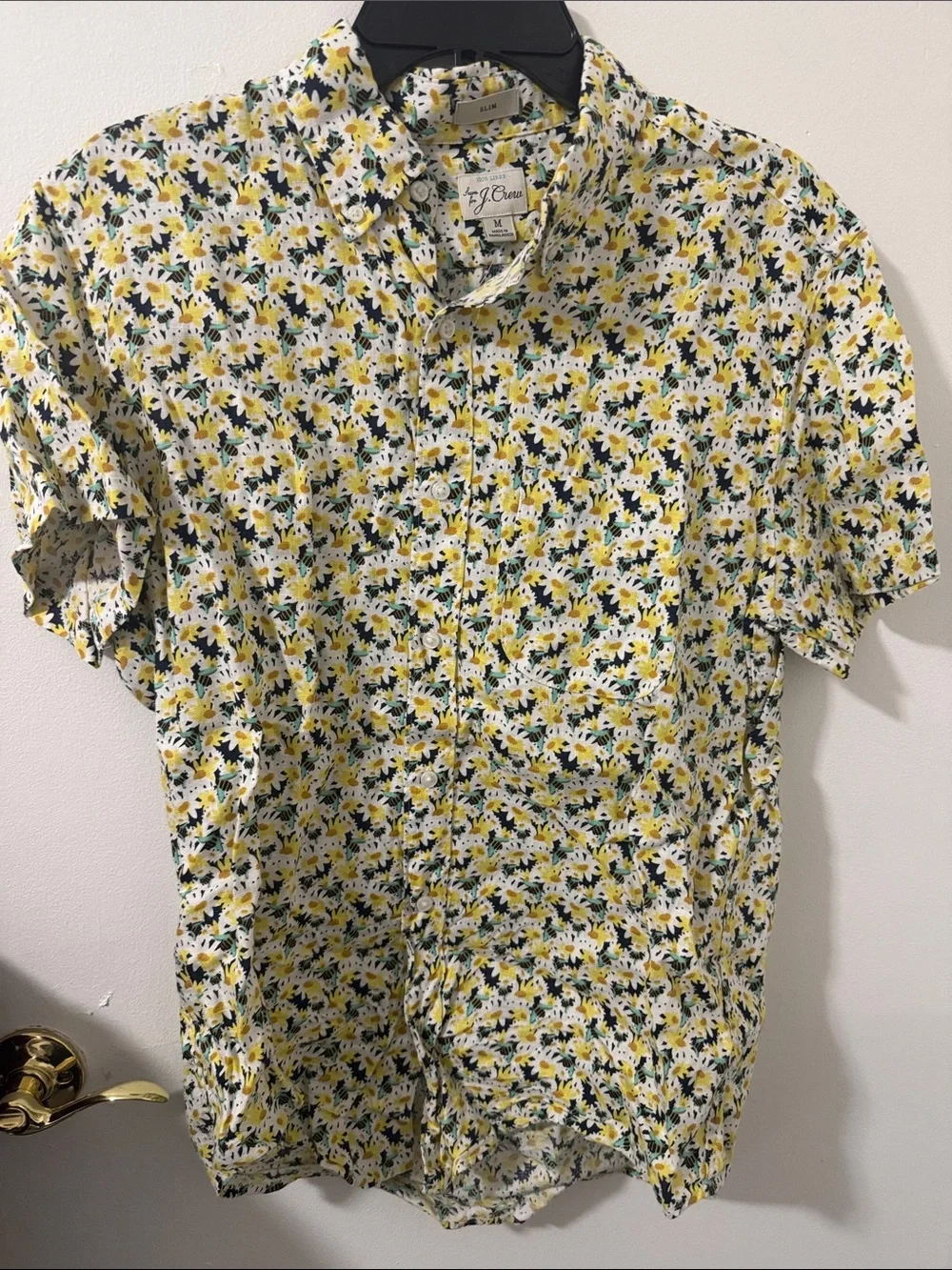 J.Crew 100% Linen Bumble Bee Button Up Shirt